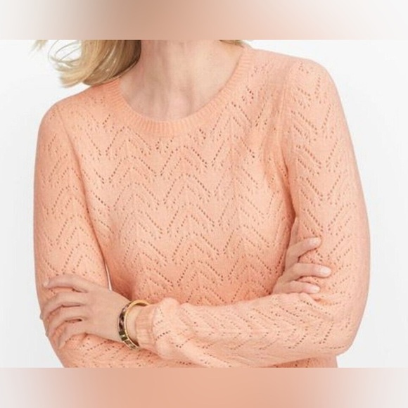 NWOT - Talbots Pointelle Crewneck Sweater in Champagne Rose - Size XL - Picture 2 of 2
